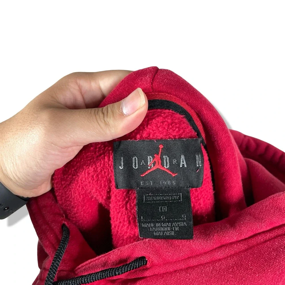 Jordan Hoodie Men L Red AJ1 Sneaker Cross Stitch Streetwear Hypebeast Sportswear